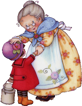 Babcia głaska wnuczkę po głowie